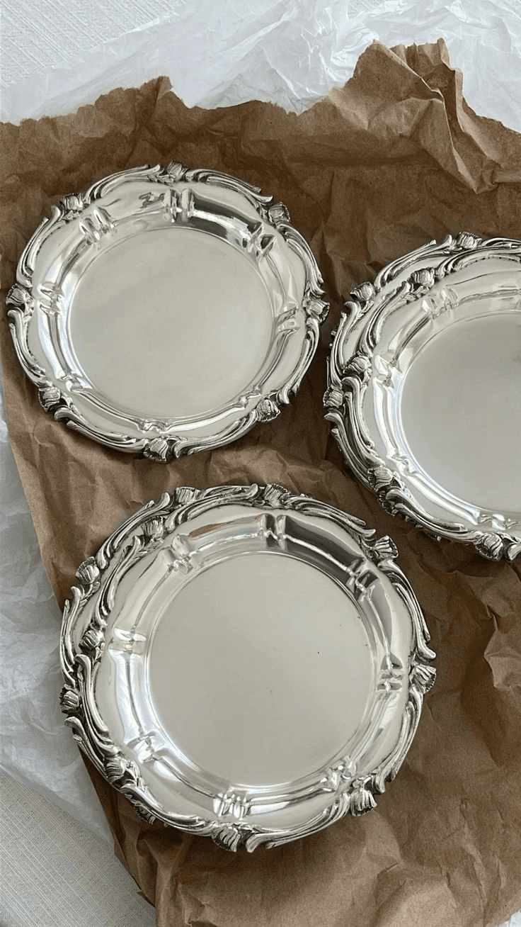 Stacked silver plates